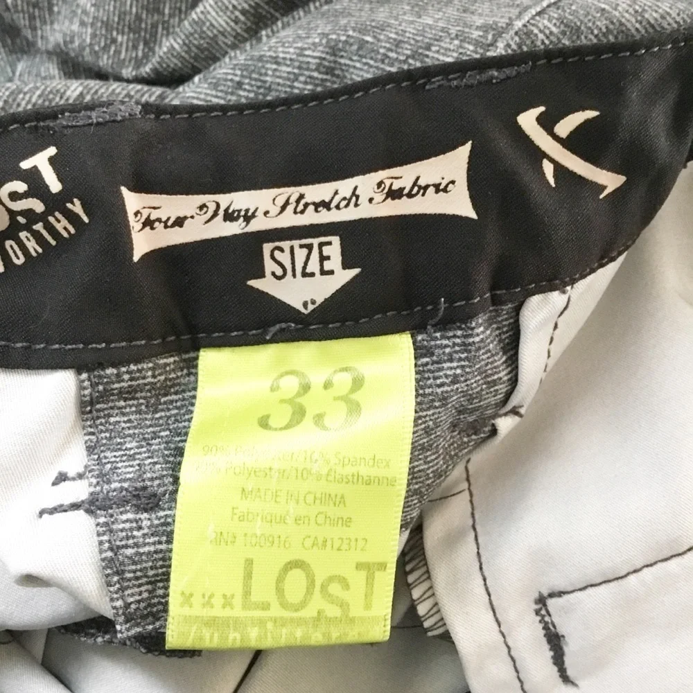 Lost Seaworthy Mens Swim Trunks Size 33 Black & Gray